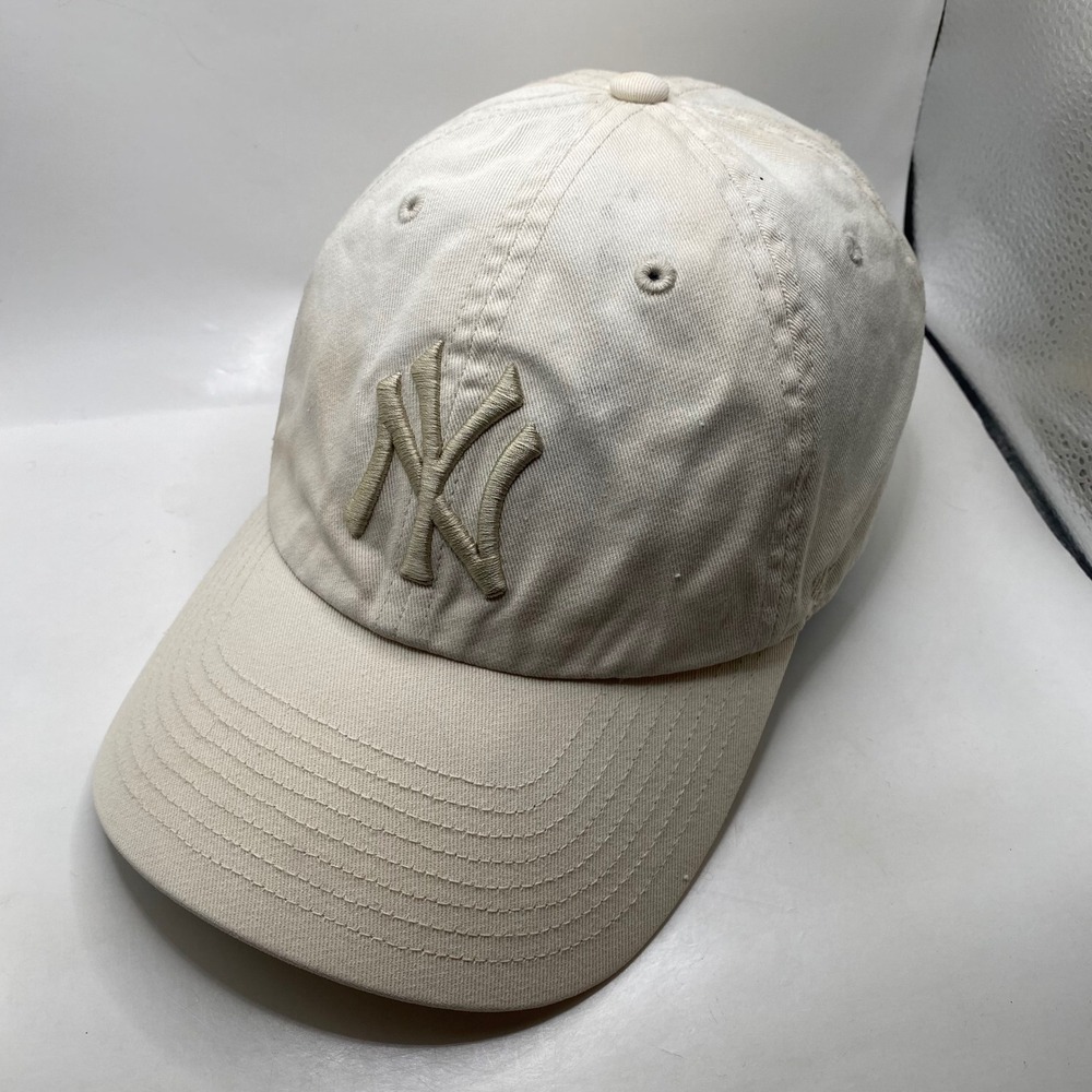 NY YANKEES 47 Brand Clean Up Baseball Cap Hat OSFA Khaki Tan Cotton Adjustable